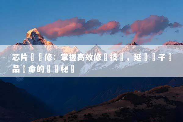 芯片級維修：掌握高效修復技術，延長電子產品壽命的關鍵秘訣