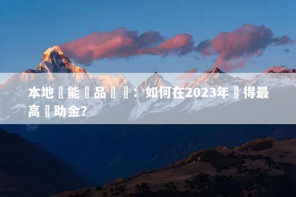 本地節能產品補貼：如何在2023年獲得最高補助金？